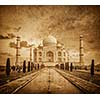 Taj Mahal vintage image. Indian Symbol - India travel background. Agra, Uttar Pradesh, India