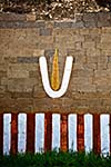 Vishnu symbol on wall of Hindu temple. India