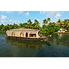 Houseboat on Kerala backwaters. Kerala, India