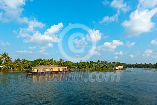 Houseboat on Kerala backwaters. Kerala, India