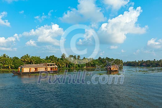 Houseboat on Kerala backwaters. Kerala, India