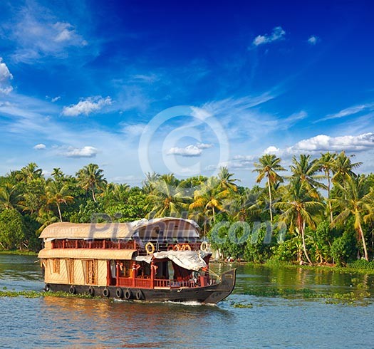 Houseboat on Kerala backwaters. Kerala, India