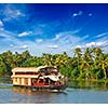 Houseboat on Kerala backwaters. Kerala, India