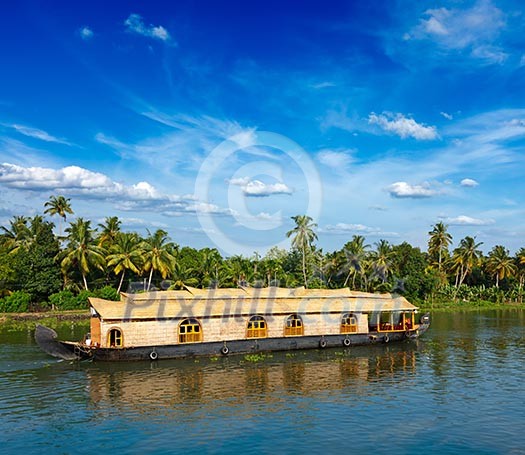 Houseboat on Kerala backwaters. Kerala, India