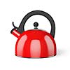 Red stovetop  whistling kettle isolated on white background