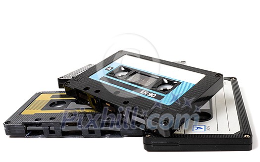 Several audio cassettes isolated Several audio cassettes isolated