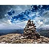 Stone cairn in Himalayas mountains