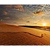 Desert sand dunes on sunrise, Mui Ne, Vietnam