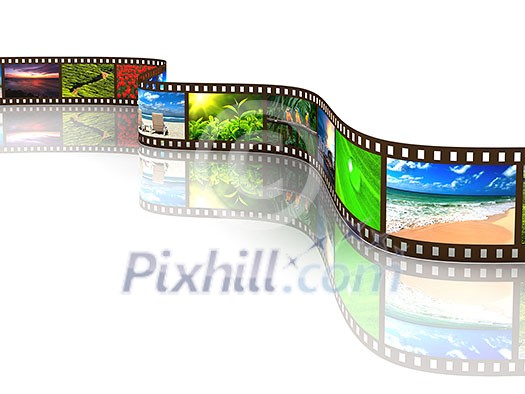 Photo film with reflection on white Photo film with reflection on white