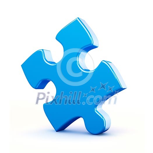 Single blue puzzle piece isolated on white background Single blue puzzle piece isolated on white background