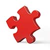 Single red puzzle piece isolated on white background