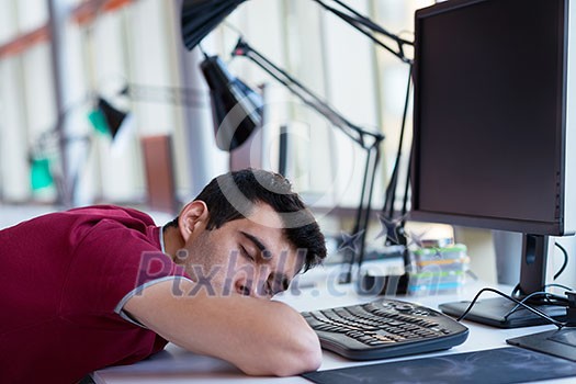 happy young business man portrait in bright modern office indoor