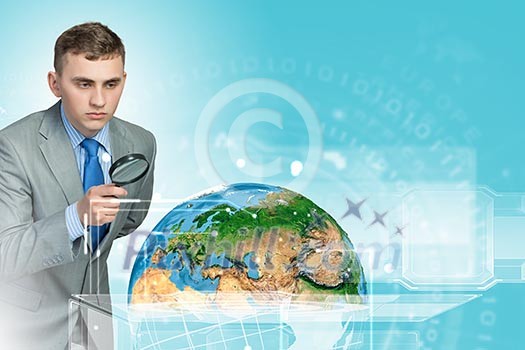 Image of businessman examining objects with magnifier. Elements of this image are furnished by NASA Image of businessman examining objects with magnifier. Elements of this image are furnished by NASA
