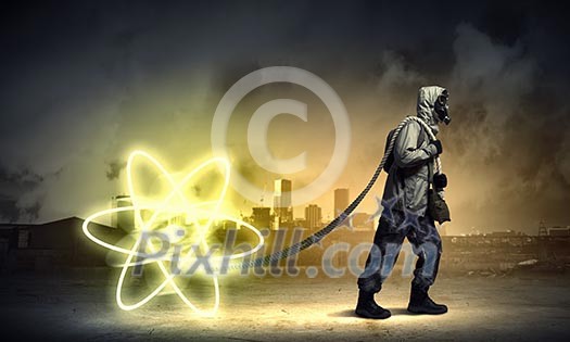 Stalker against nuclear background. Disaster and pollution Stalker against nuclear background. Disaster and pollution