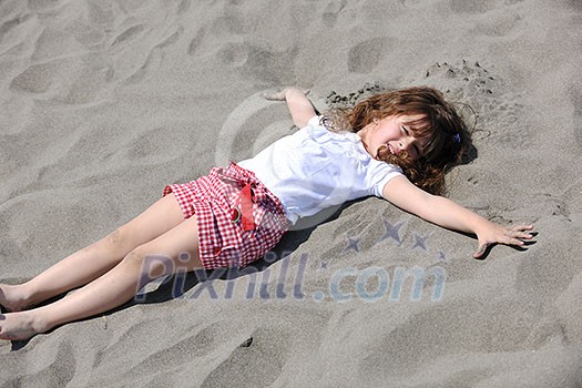 little female  child portrait on beautiful  beach