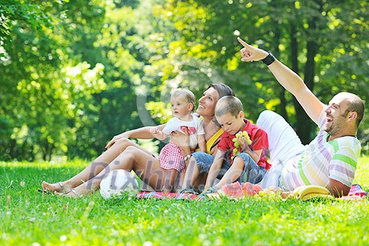 happy young couple with their children have fun at beautiful park outdoor in nature happy young couple with their children have fun at beautiful park outdoor in nature