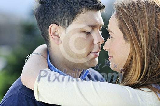 happy young couple have good time and fun outdoor at beautiful sunny day happy young couple have good time and fun outdoor at beautiful sunny day