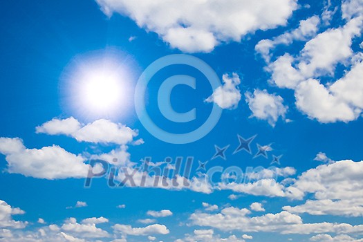 Sun and white clouds in sky Sun and white clouds in sky