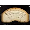 Vintage analog scale of a measurment device close up