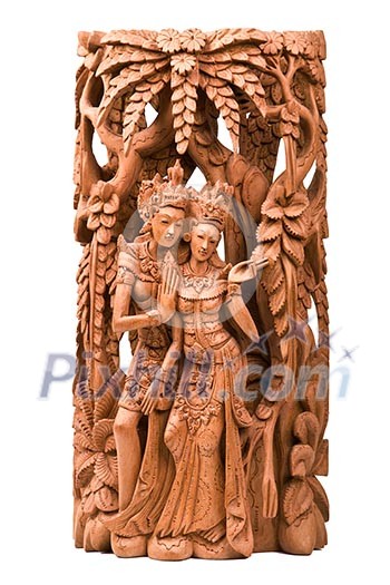 Rama and his wife Sita of Hindu mythology wood carving Rama and his wife Sita of Hindu mythology wood carving