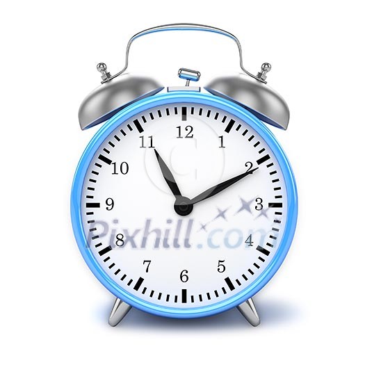 Blue retro styled classic alarm clock isolated on white Blue retro styled classic alarm clock isolated on white