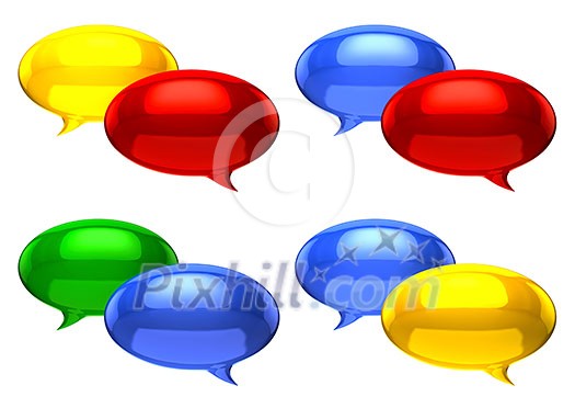 Colorful chat ballons on white background