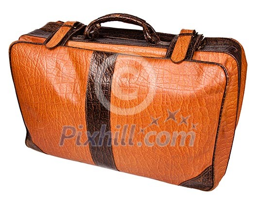 Old leather suitcase isolated on white Old leather suitcase isolated on white