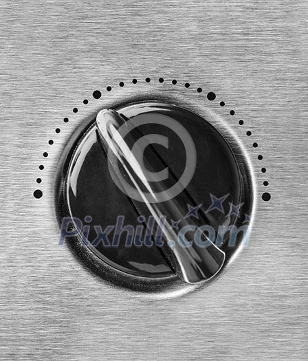 Technology control knob dial with brushed stainless steel metal texture