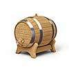 Wooden oak brandy wine beer barrel iwith valve tap solated on white background