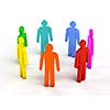 Diversity, teamwork, social network concept - colorful human figures in circle on white