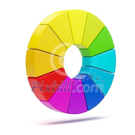 3D Color chart isolated on white background 3D Color chart isolated on white background