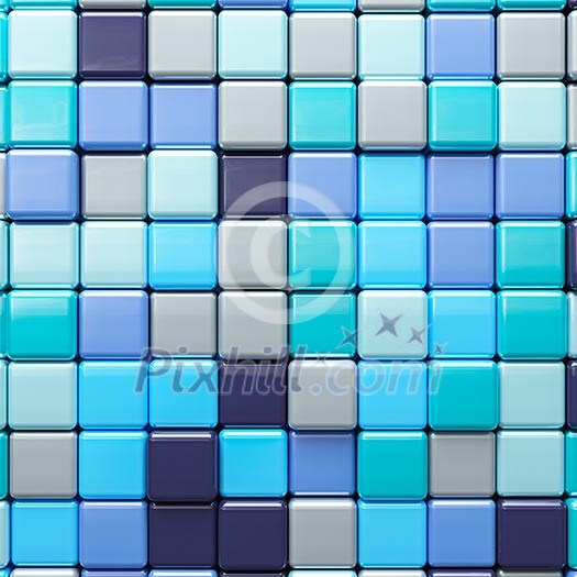 Abstract background of multicolored colorful blue shades cubes