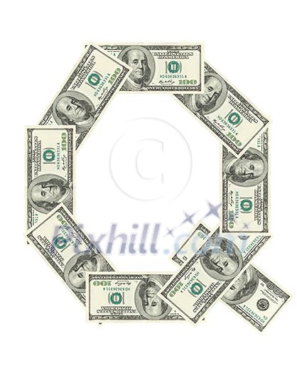 Letter Q made of dollars isolated on white background Letter Q made of dollars isolated on white background