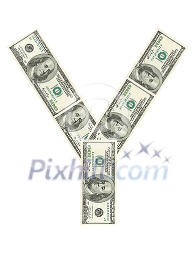 Letter Y made of dollars isolated on white background Letter Y made of dollars isolated on white background