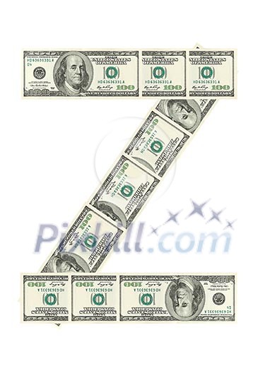 Letter Z made of dollars isolated on white background