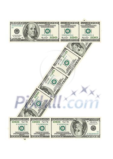 Letter Z made of dollars isolated on white background Letter Z made of dollars isolated on white background