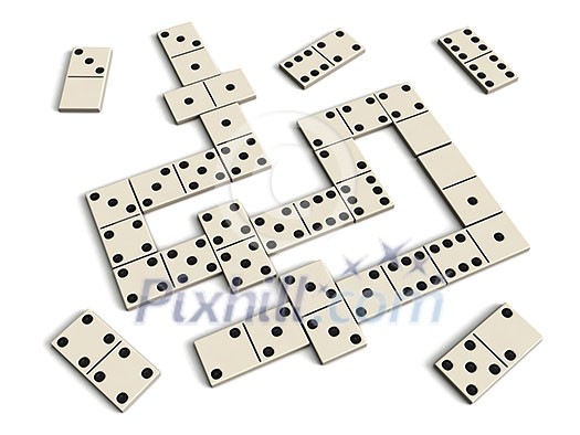 Domino game - white dominoes isolated on white background Domino game - white dominoes isolated on white background