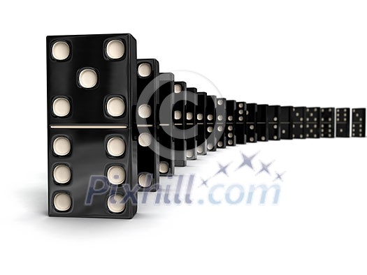 Domino - row of black dominoes on white Domino - row of black dominoes on white