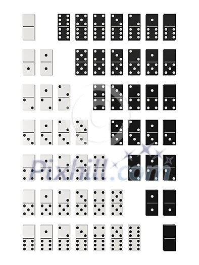 Domino sets black and whie isolated on white background Domino sets black and whie isolated on white background