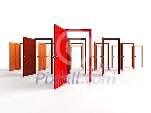 Open doors - welcome, choice, opportunity concept Open doors - welcome, choice, opportunity concept