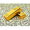 Invest in gold - bank gold bars bullions on dollars