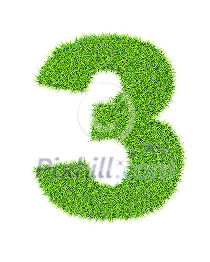 Grass number 3 three - ecology eco friendly concept character type Grass number 3 three - ecology eco friendly concept character type