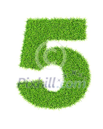 Grass number 1 five - ecology eco friendly concept character type Grass number 1 five - ecology eco friendly concept character type