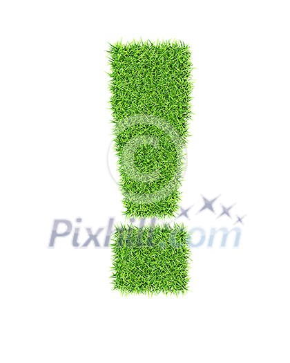 Grass alphabet exclamation mark - ecology eco friendly concept character type