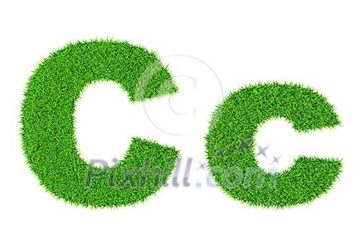 Grass letter C - ecology eco friendly concept character type