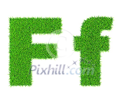 Grass letter F - ecology eco friendly concept character type