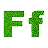 Grass letter F - ecology eco friendly concept character type