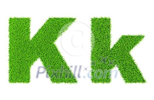 Grass letter K - ecology eco friendly concept character type