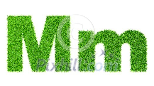 Grass letter M - ecology eco friendly concept character type