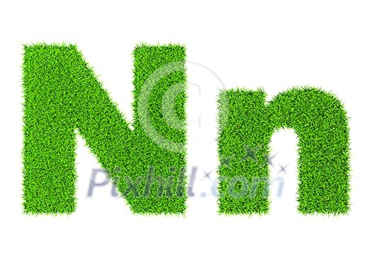 Grass letter N - ecology eco friendly concept character type